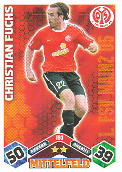 Christian Fuchs 1. FSV Mainz 05 2010/11 Topps MA Bundesliga #193